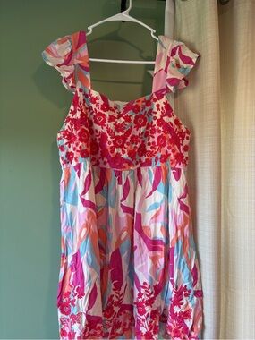 Pink Floral Embroidered Dress